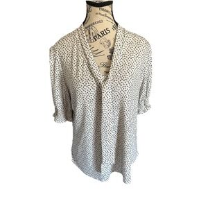 Adrianna Papell Black White Leaf Print Sleeveless Top Size M Business Casual